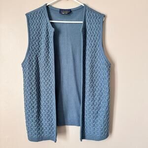 Willow Ridge Knit Sweater Vest Womens LARGE Vintage Blue Preppy 90s Twee Classic